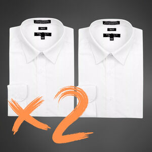 X2 Marquis Signature Men's Long Sleeve Slim Fit Dress Shirt White 14.5 32/33
